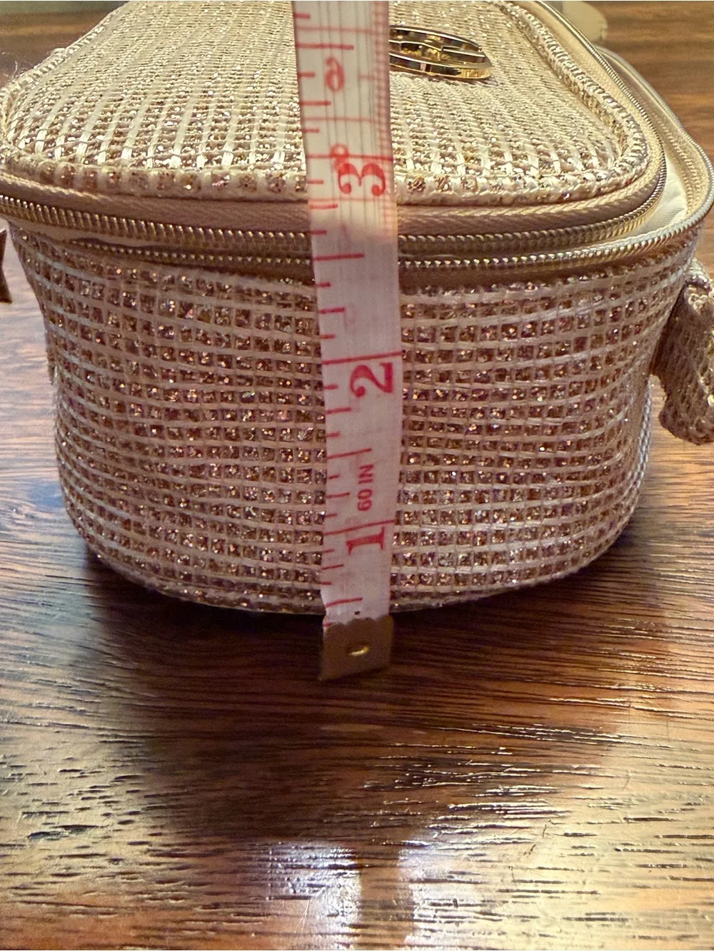 Dior Elegant Beige Glitter Cosmetic Pouch with Star Charm